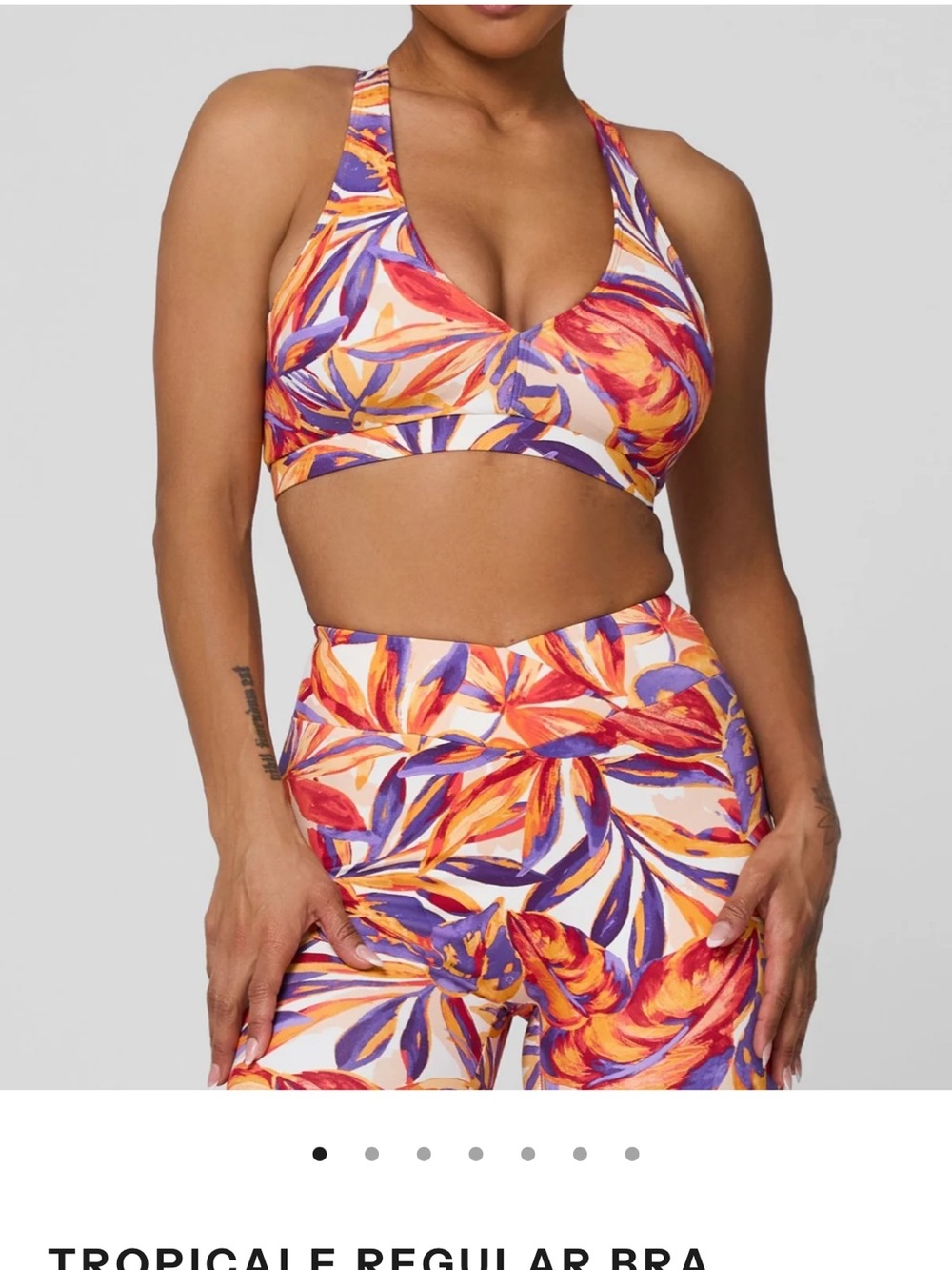 Tropical Print Supportive Sports Bra — Purple & Orange